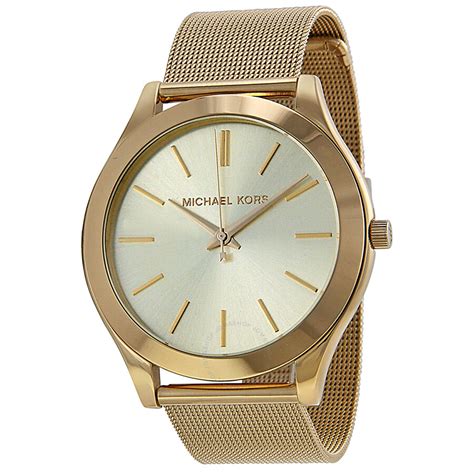 michael kors women's runway champagne dial goldtone stainless steel watch|Michael Kors gold tone watch.